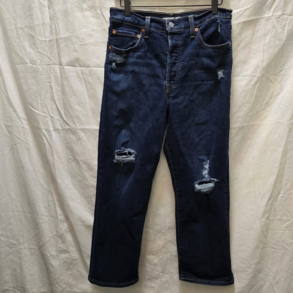 Levi's Women's Ribcage Straight‎ Ankle Distressed Button Fly Jeans 30